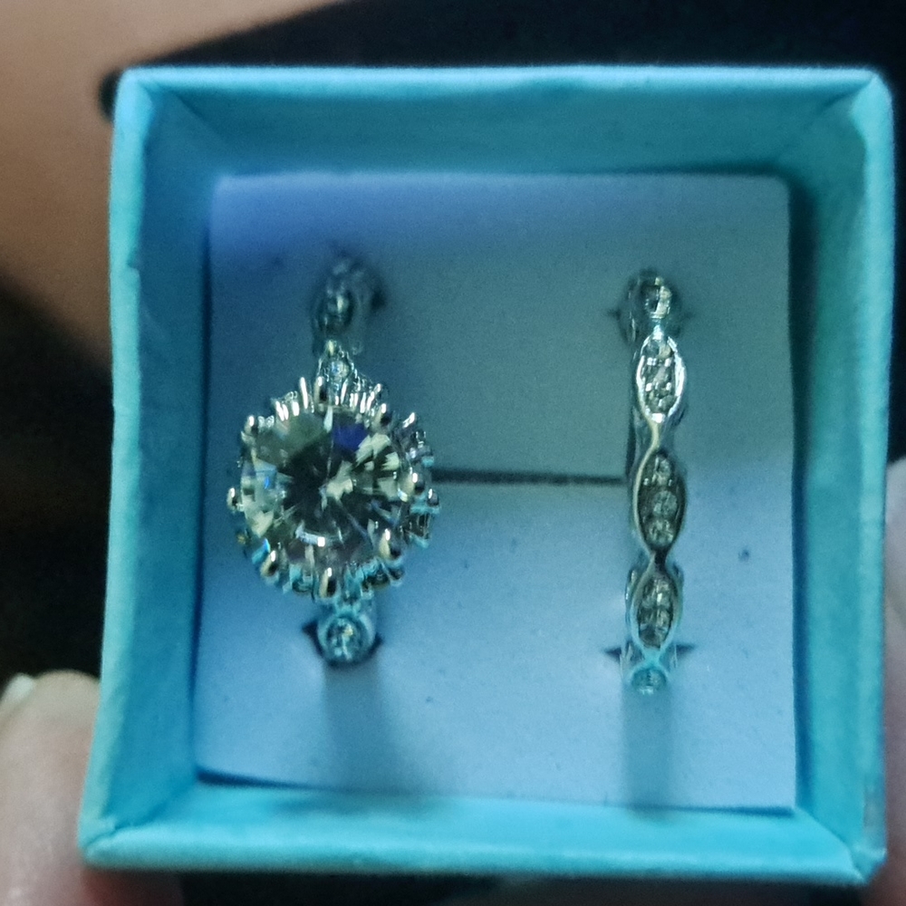 Wedding set .925 silver cubic zirconia diamond ring set.